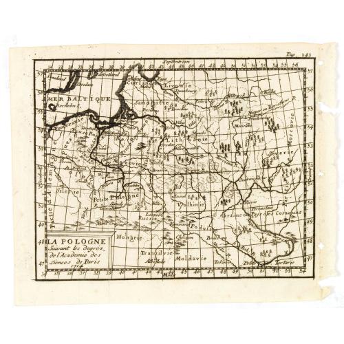 Old map image download for La Pologne suivant les degrés de l'academie des sciences de Paris 1714.