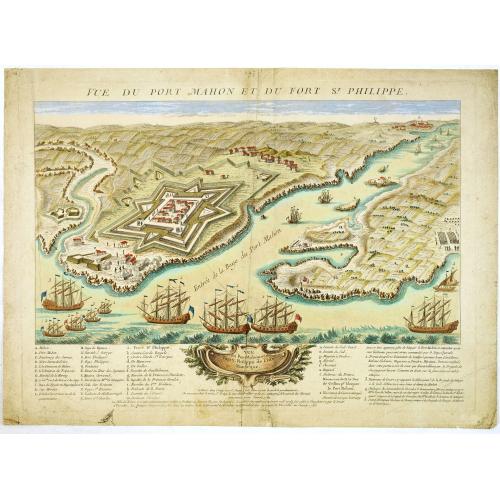 Old map image download for Vue du Port-Mahon et du fort S. Philippe de l'ile Minorque.