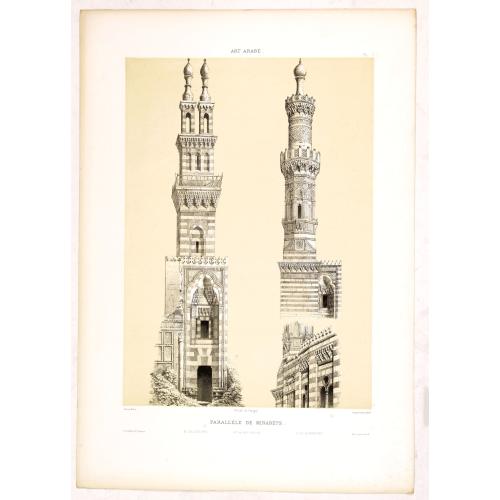 Old map image download for Art arabe. - Parallèle de Minarets.