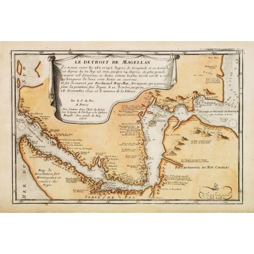 Old map image download for Le Detroit De Magellan Se trouve . . . Il fut decouvert par Ferdinand Magellan. . .