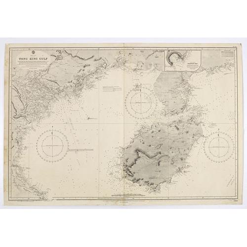 Old map image download for China sea. Tong King Gulf Compiled from the latest British and Foreign Government surveys to 1886. . .