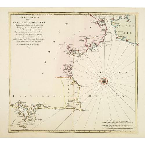 Old map image download for Nieuwe zeekaart van de Straat van Gibraltar..