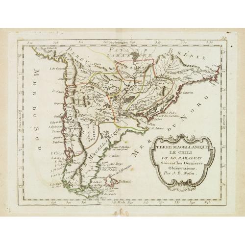 Old map image download for Terre Magellanique le Chili et le Paraguay. . .