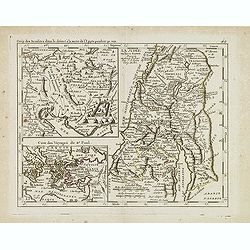 Camp des Israelites dans le désert. . . / La Judée ou Terre Sainte divisée en douze tribus. . . Carte des Voyages de St. Paul.