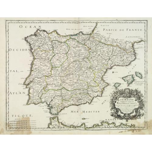 Old map image download for L'Espagne subdivisée en tous ses royaumes, princip[au]tés, seign[eu]ries. . .