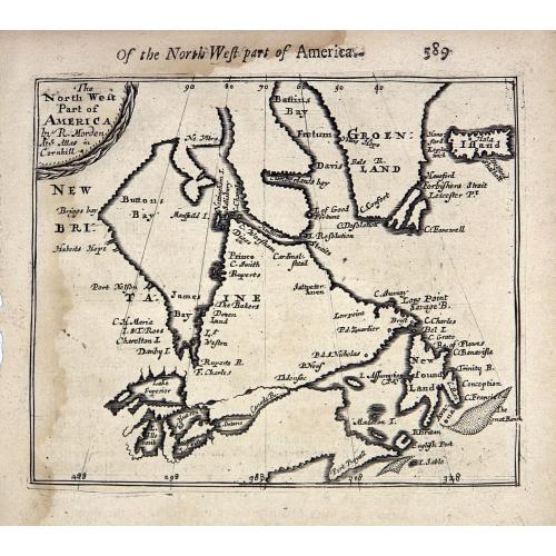 Old map image download for The North West Part of America by R. Morden. . .