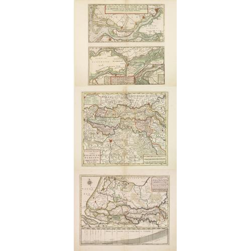 Old map image download for Kaart van den loop der Rivieren de RHYN, de MAAS de MERWE, en de LEK. . . [together with] Kaart van de beneden Rivier de Maas. . . [together with] Nieuwe kaart van 't Kwartier Nijmegen . . .