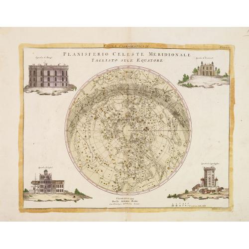 Old map image download for Planisferio Celeste Meridionale tagliato sull Equatore.