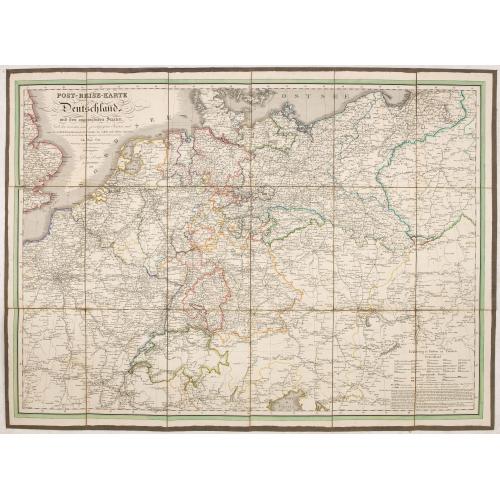 Old map image download for Post-reise-karte von Deutschland und den angränzernden Staaten.