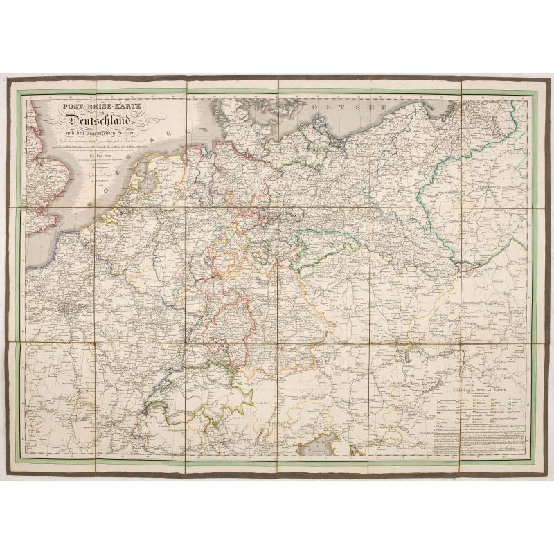 Post-reise-karte von Deutschland und den angränzernden Staaten.