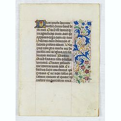 Manuscript leaf from a Book of Hours on vellum.