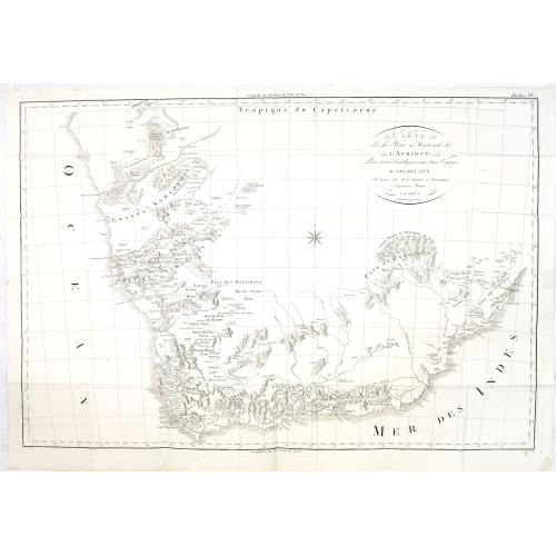 Old map image download for Carte de la Partie Méridionale de l'Afrique, pour servir d'intelligence aux deux voyages de Le Vaillant.