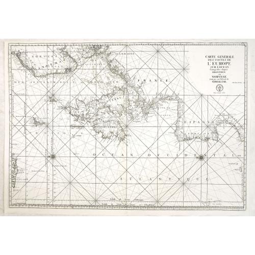 Old map image download for Carte générale des costes de l'Europe sur l'Ocean comprises depuis Dronthem en Norvege jusques au Detroit de Gibraltar.