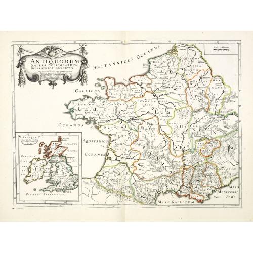 Old map image download for Antiquorum Galliae episcopatuum geographica descriptio. . . / Antiqui magnae Britaniae Episcopatus.