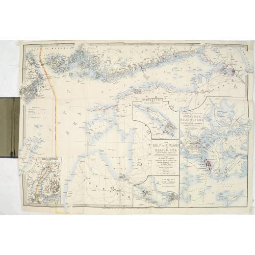 Old map image download for The Gulf of Finland and Baltic Sea with the fortified places from Stockholm to St.Petersburg. . . / Gulf of Bothia. / Cronstadt and St. Petersburg. . . / The harbour & entrances of Sweaborg and Helsingfors. . . Cronstadt. . .