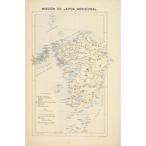 Old map image download for Mission du Japon méridional. (Kyushu)