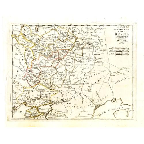 Old map image download for La parte meridionale della Russia Europea in Roma 1802