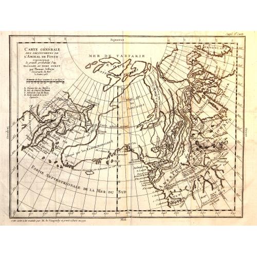 Old map image download for Carte générale des découvertes de l'Amiral de Fonte ..