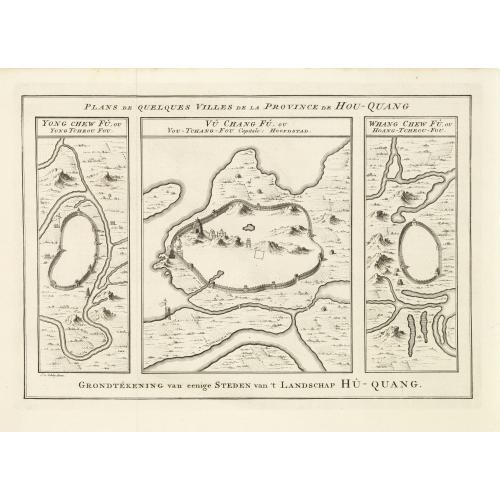 Old map image download for Plans de Quelques Villes de la Province de Hou-Quang. / Grondtekening [floor plan] van eenige Steden van't Landschap Hu-Quang.