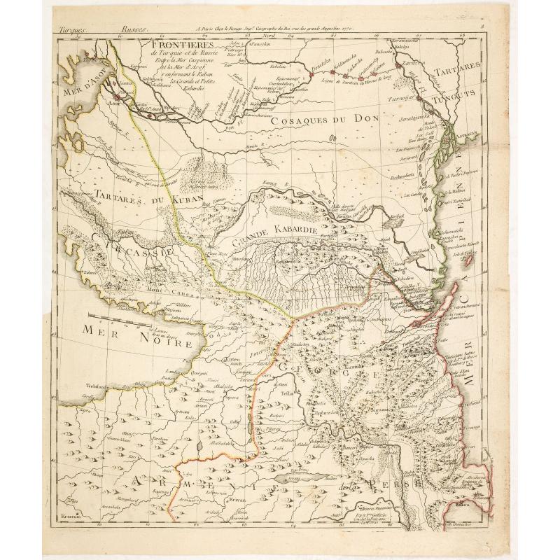 Frontieres de Turquie et de Russie Entre la Mer Caspienne et la Mer d'Asof renfermant le Kuban la Grande et Petitte Kabardie