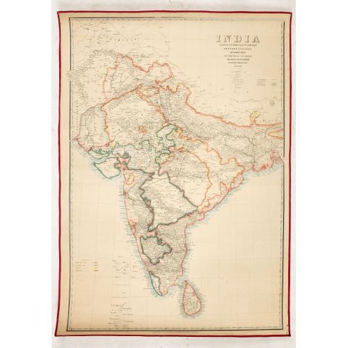 Old map image download for India shewing the post roads and dawk stationsby James Wyld, geographer to the Queen and H.R.H. Prince Albert.