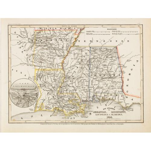 Old map image download for Die staaten von Arkansas, Mississippi, Louisiana & Alabama 1850