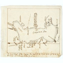 An exact Chart of the Caspian Sea Sent by the Czar Peter 1st to the Royal Academy of Sciences at Paris 1721.