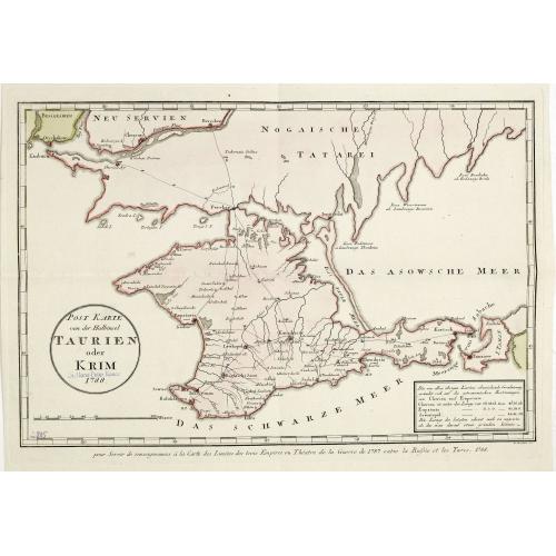 Old map image download for Post Karte von der Halbinsel Taurien oder Krim 1788.