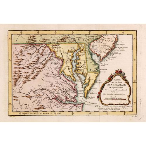 Old map image download for Carte de la Baye de Chesapeack et Pays Voisins. . .