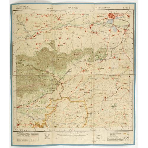 Old map image download for Coimbatore & Malabar districts & Cochin states. MADRAS NO 58 B-13