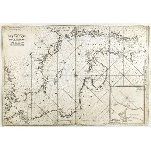 Old map image download for Carte de la Mer Baltique contenant les bancs, isles et costes comprises entre l'isle de Zelande et l'extrémité du Golfe de Finlande.