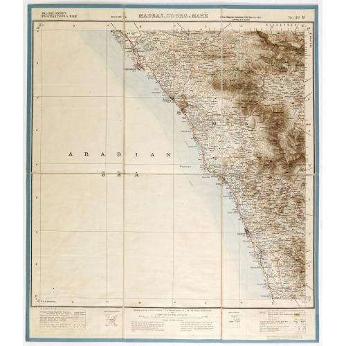 Old map image download for Malabar district, Kiggatnad Taluk & Mahé. MADRAS, COORG & MAHE NO 49 M.