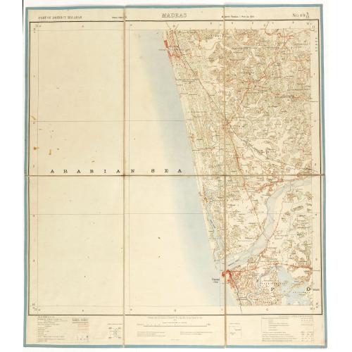 Old map image download for Part of district Malabar. MADRAS NO 49 N13.