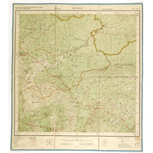 Old map image download for Part of district Nilgiris and Malabar and of Mysore State. MADRAS NO 58 A6.