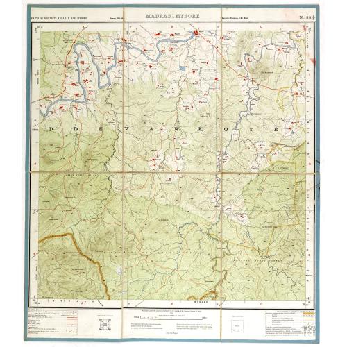 Old map image download for Part of district Malabar and Mysore. MADRAS & MYSORE NO 58 A5.