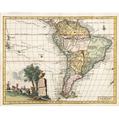 Old map image download for Carta geografica della america meridionale.