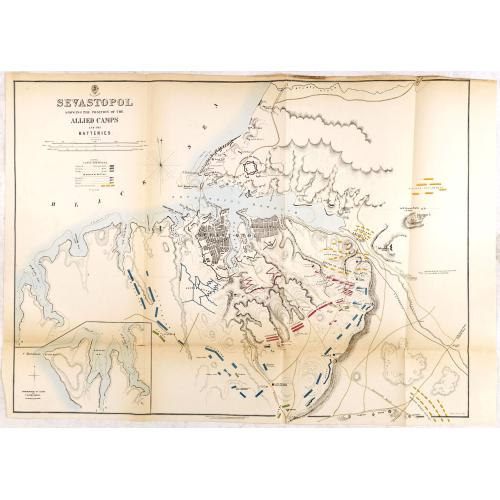 Old map image download for SEVASTOPOL showing the positions of the allied camps and the batteries. . . 5th edition.