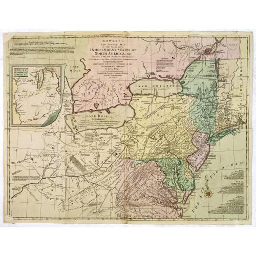 Old map image download for Bowles's new pocket map of the following Independent States of North America : viz. Virginia, Maryland, Delaware, Pensylvania, New Jersey, NewYork, Connecticut & Rhode Island [. . .] by Lewis Evans.