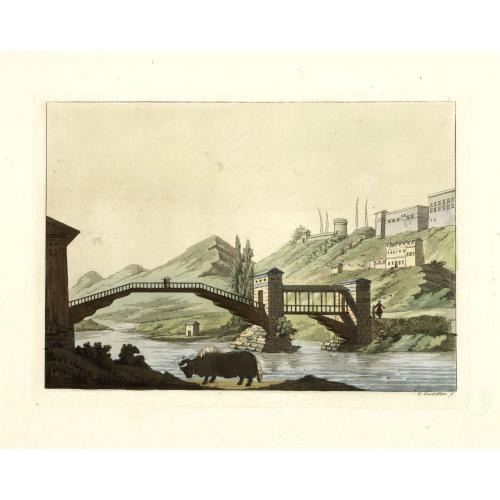 Old map image download for [View of Castle and Bridge Vandipore - Bhutan - Tibet ]