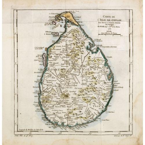 Old map image download for Carte de l'Isle de Ceylan, pour servir à l'Histoire Générale des Voyages.