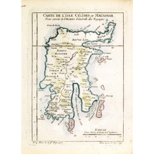 Old map image download for Carte de l'Isle Célèbres ou Macassar, pour servir à l'Histoire Générale des Voyages.