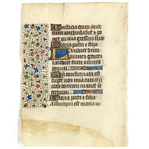 Old map image download for Manuscript leaf from a Book of Hours, use of Rome.