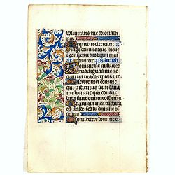 Manuscript leaf from a Book of Hours on vellum.