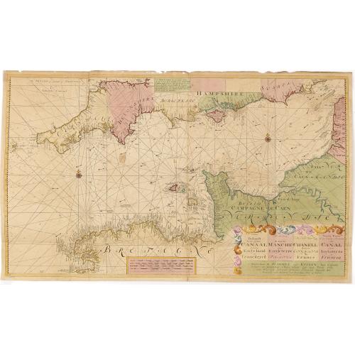 Old map image download for Nieuwe paskaart vande geheele canaal tufschen engeland en vranckryck.