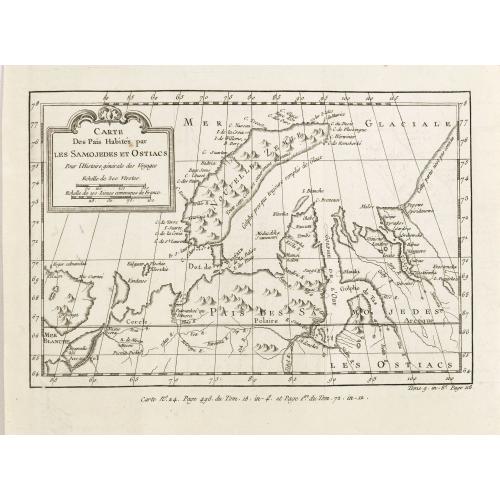 Old map image download for Carte des Païs habités par les Samojedes et Ostiacs, pour l'histoire générale des voyages.