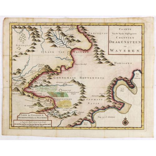 Old map image download for Caarte van de beyde afgelegenste colonien Drakensteen en Waveren...