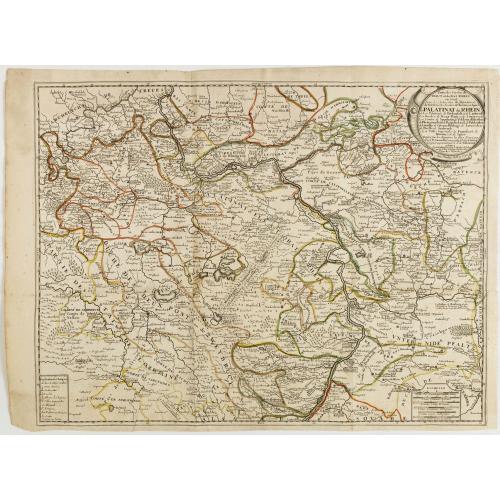 Old map image download for Partie des cercles du Haut et Bas Rhein ou sont partie des archevechez de Mayence et de Treves, et les evechez de Wormes et Spire, le Palatinat du Rhein, et les Palatinats de Birkenfelt et de Lautereck. . .