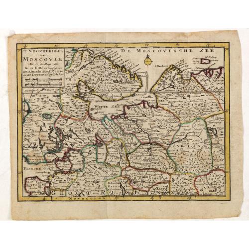 Old map image download for 'T Noorderdeel van Moscovie Na de stelling van G. de L'Isle. . .