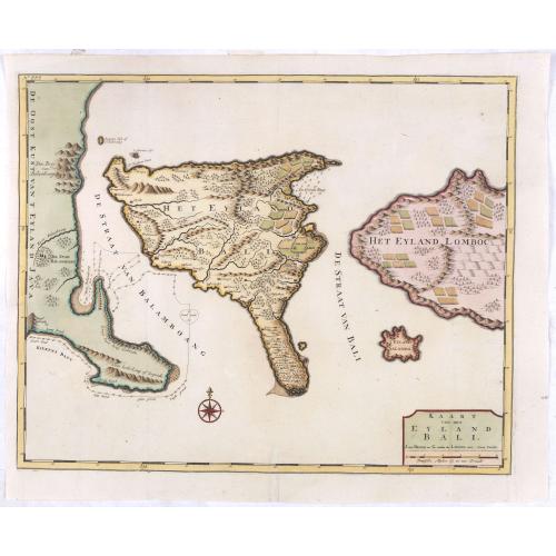 Old map image download for Kaart van het eyland Bali.