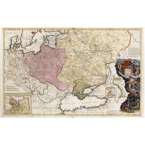 Old map image download for To His Most Serene and August Majesty Peter Alexovitz Absolute Lord of Russia &c. This map of Moscovy, Poland, Little Tartary, and ye Black Sea &c. is most Humbly Dedicated by H. Moll Geographer